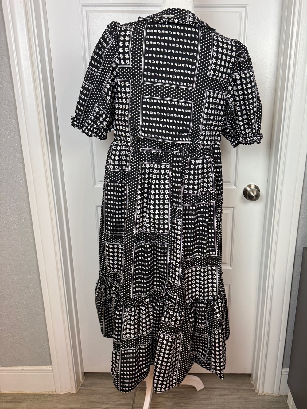 Avara floral and polka-dot patchwork print Cottagecore midi dress size Large - Picture 6 of 10